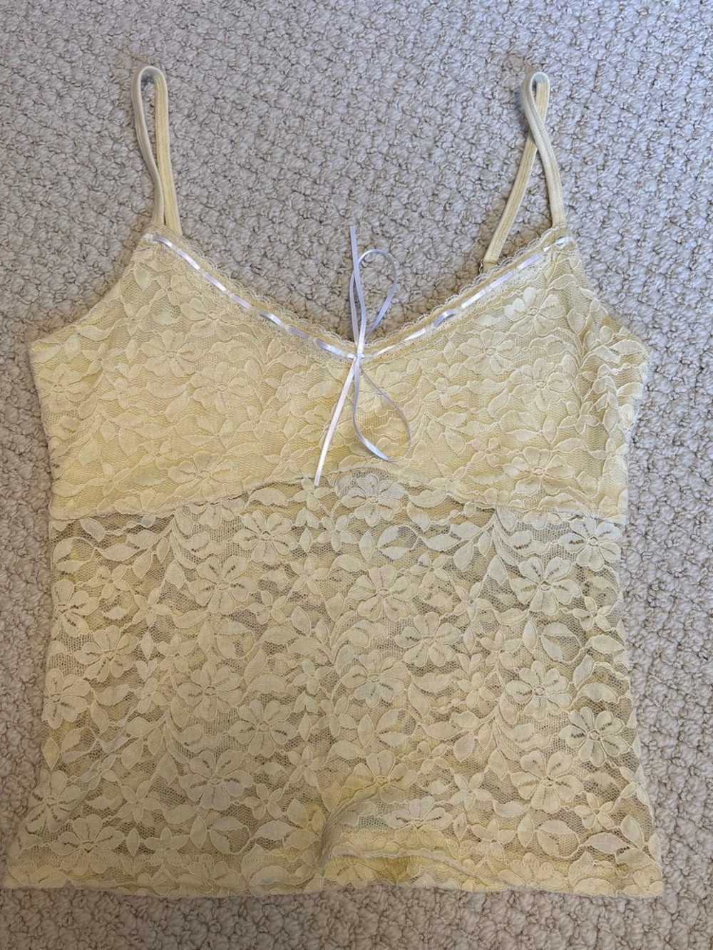 Hollister Yellow Lace Camisole Tank Top